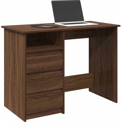 Escritorio de madera de ingeniería marrón roble 102x50x75 cm vidaXL (1/5)