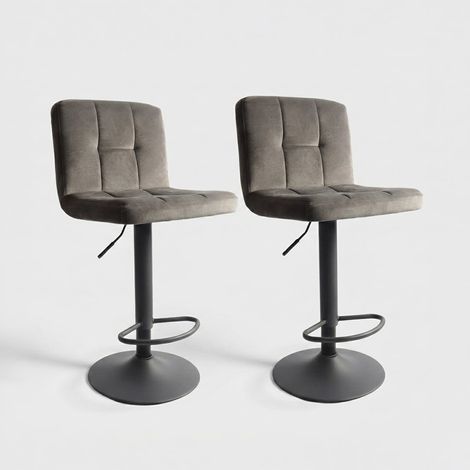 Set aus 2 verstellbaren Drehhockern aus Samt Eclisse