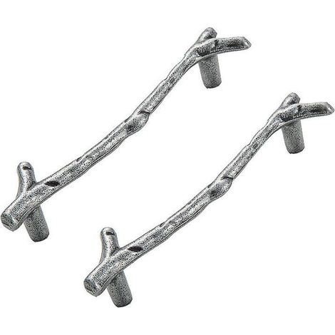 Poignées de porte modernes noires à motif dendritique - Lot de 2 poignées de meubles en forme de branche en T pour portes de jardin en bois (entraxe de 96 mm) (1/5)