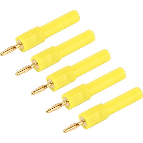 5 Stück Bananenstecker-Adapter, starke Verbindung, gute Leitfähigkeit, 2 mm auf 4 mm, gelb (1/5)