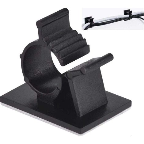 Verstellbare, selbstklebende Kabelclips für die Kabelführung von Glasfaserkabeln, Kabel- und Schnurbinder für Zuhause oder Büro, Schwarz (60er-Packung) (1/4)