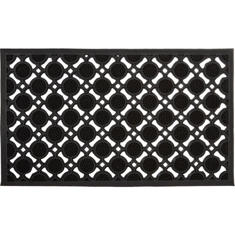 Zerbino rettangolare antiscivolo interno esterno 75 x 45 cm facile da pulire decorativo in gomma nera 130003296