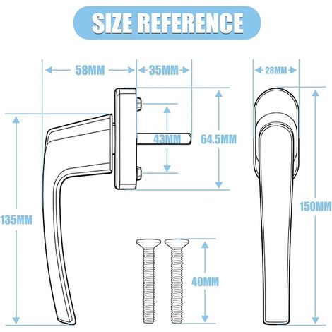 White Lockable Window Handle, made with High Precision Zinc Alloy Base and Space Grade Aluminum Alloy handle. (1/3)