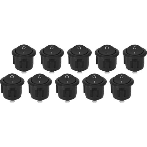 10 interrupteurs à bascule KCD1 ronds 2 broches marche/arrêt pour appareils électroménagers, lot de 10 (1/5)