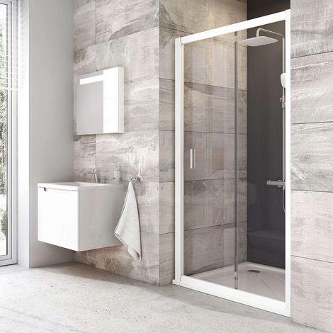 Ravak Blix - Puerta de ducha de dos piezas BLDP2-100, 97-101 cm, blanco/vidrio transparente 0PVA0100Z1 (1/5)