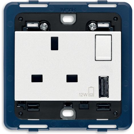 VIMAR - 19223.A.B Presa 2P+T 13A BS+int.rosso+USB A bianco
