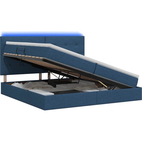 Maison Exclusive - Letto con contenitore LED e materasso Blu 200 x 200 cm Tessuto (1/5)