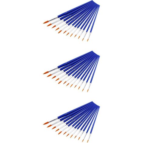 3 Ensembles Set De Pinceaux pour Peinture À Huile Et Manche Plastique Bleu Poils Nylon Élastique pour Artistes Et Étudiants 12 Pièces 3 (1/5)