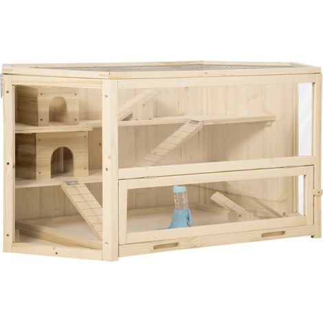 Gabbia in legno per criceti con rampa, 3 livelli, 115 x 60 x 55 cm (1/5)
