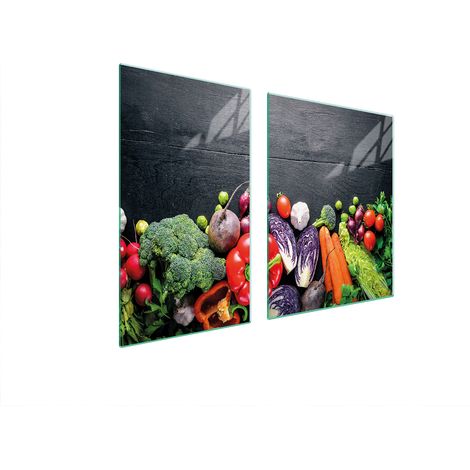 ASSIETTE EN VERRE et PLANCHE À DÉCOUPER 100x52 LÉGUMES (1/5)
