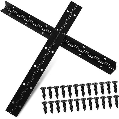 SEWACC Lot de 2 charnières de piano robustes en métal noir avec vis en fer, (1/5)