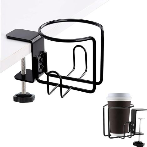 2 pièces porte-gobelet étanche porte-gobelet support de bureau universel en acier inoxydable porte-gobelet pince bouteille d'eau pince pour bureau Table bureau à domicile (1/5)