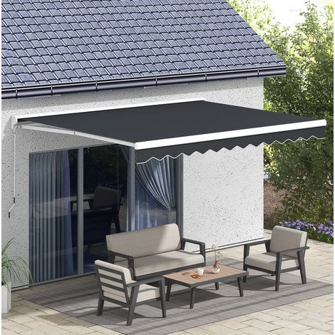 Gelenkarmmarkise 395x300 cm grau Aluminium elektrisch mit Halbkassette und Fernbedienung (1/4)