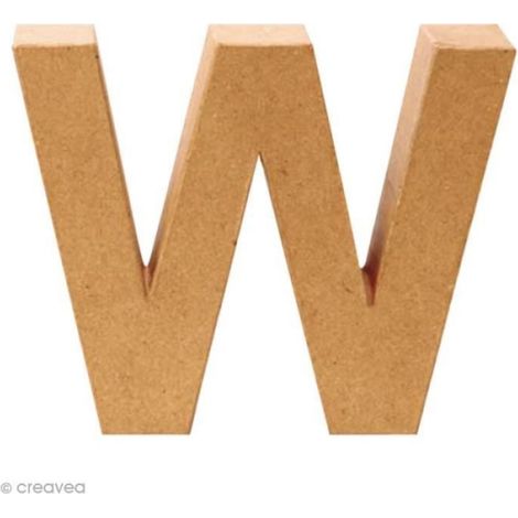 Lettre en carton W - - 17,5 x 23 x 5,5 cm - Blanc - Décoration personnalisable