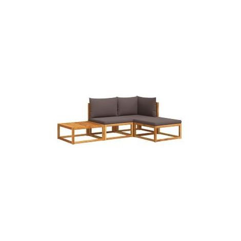 Salon de jardin avec coussins 4 pcs bois d'acacia massif (1/5)