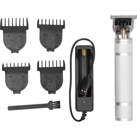 Tondeuse à Cheveux Professionnelle Rechargeable pour Barbershop - Lame T en Argent (1/5)