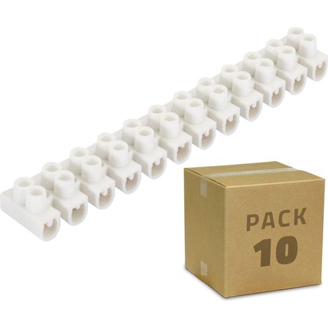 Pack 10 unidades de Clema Regleta de 12 Conectores de Cable Eléctrico Blanco 10 mm²
