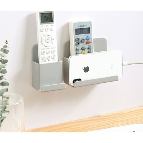Boîte de rangement murale pour télécommande - Porte-Télécommande - Sans clous et sans trace - Gris (1/4)