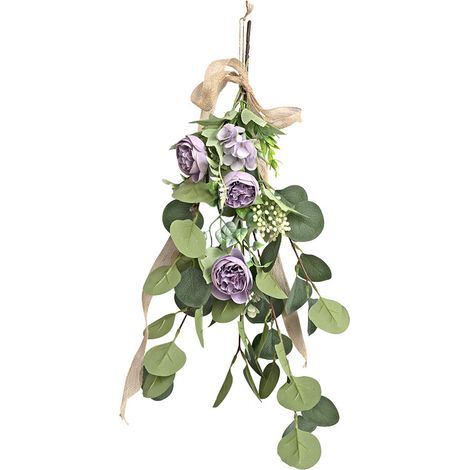 Couronne de fleurs en forme de larme, pour décoration de maison, fêtes de mariage, arches, magasin, restaurant, pivoine violette (1/5)