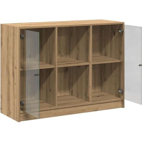 Buffet Bas de Cuisine en Bois d'Ingénierie Style Chêne, Meuble Rangement avec Portes et Étagères, 102 x 37 x 75,5 cm (1/5)