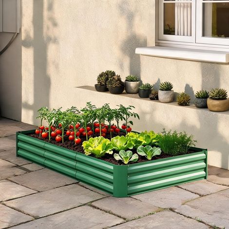 Bac de jardin surélevé en acier galvanisé vert 240 x 120 x 30 cm (1/5)