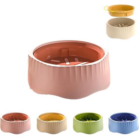 Gamelle 2 en 1 avec fonction anti-ingestion, modes normal et anti-ingestion, étanche aux gaz, antidérapante, résistante à l'ingestion, pour chats de petite et moyenne taille (1/5)