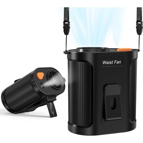 Ventilateur Portable à la Taille avec Brumisateur – Clip Ceinture & Vêtement, Rechargeable, 5 Vitesses, Refroidissement Nomade pour Camping et Extérieur (1/5)
