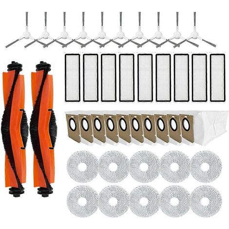 Accessoires et pièces de rechange pour aspirateur robot X20+ / X20 Plus : brosse latérale principale, lingette de nettoyage, filtre HEPA, sac à poussière. (1/5)