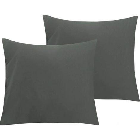 ZOLGINAH Lot de 2 Taies d'oreiller en Microfibre avec Fermeture éclair, Taie d’Oreiller Facile à Laver et Super Doux, 50x70cm, Gris Foncé (1/5)
