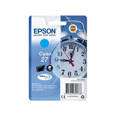 Epson Alarm clock C13T27024012 cartouche d'encre 1 pièce(s) Original Rendement standard Cyan (1/3)