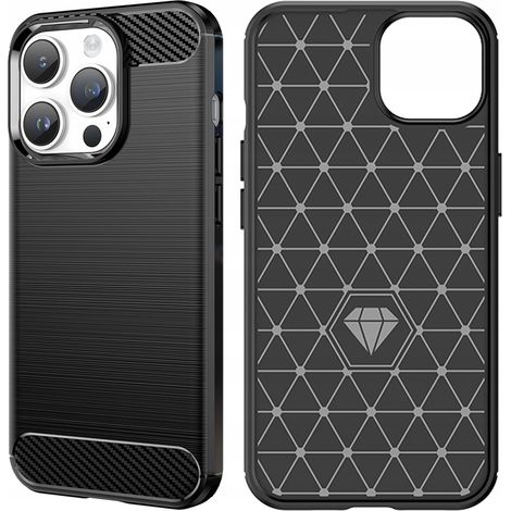 Funda Carbon Case para iPhone 14 Pro, carcasa trasera de gel flexible negra. (1/5)