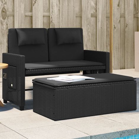 vidaXL Panca Reclinabile da Giardino con Cuscini Nera in