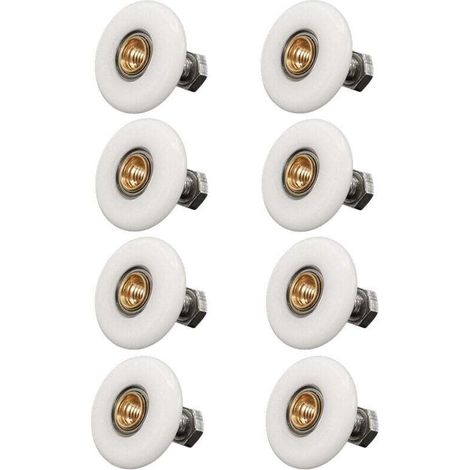Lot de 8 roulettes pour porte de douche 19mm – Nylon haute qualité et acier inoxydable – Avec vis – Compatible cabines de douche (1/4)