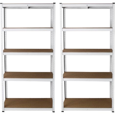 Estantería Metálica Blanca de Acero Galvanizado Sin Tornillos 90x40x180cm Capacidad 200kg por Estante Almacenaje Almacenamiento Herramientas Taller Garaje Almacén Estanteria Metalica Industrial (1/5)
