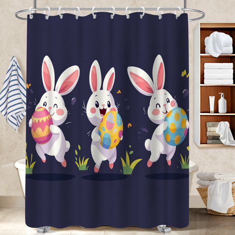 Ensemble rideau de douche polyester avec anneaux 180x180 dessin rideau imperméable pour un intérieur cosy et chaleureux (1/5)