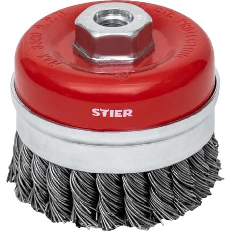 Brosse boisseau STIER Ø 80 mm, M14, 0,8 mm, torsadée, acier (1/5)