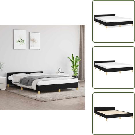 Cama de dormitorio - vidaXL Cama sin colchón tela negro 140x190 cm - Cama de noche