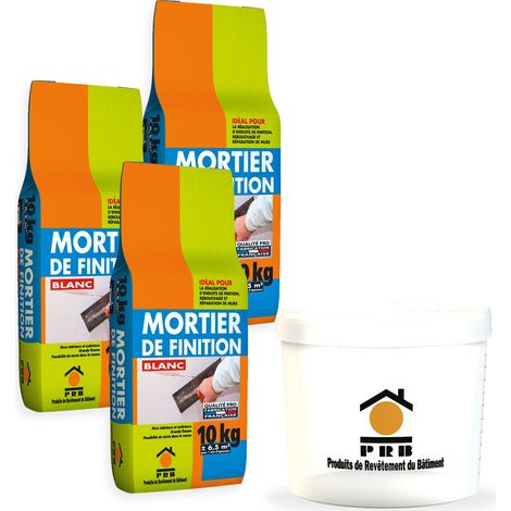Lot de 3 sacs Mortier de Finition Blanc 10 kg avec seau doseur inclus