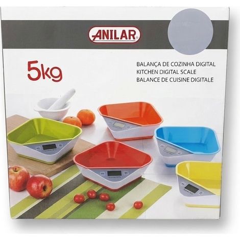 ANILAR - Balance de cuisine digitale - 5 kg - Avec récipient - Piles AAA non incluses - Voir photos pour détails - Coloris aléatoire - NEUF (1/4)