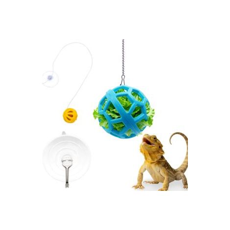 Lot de 2 Jouets d'Enrichissement Dragon Barbu, Distributeur Alimentation et Balle d'Exercice pour Lézard et Gecko, Activité Reptile Terrarium (1/4)