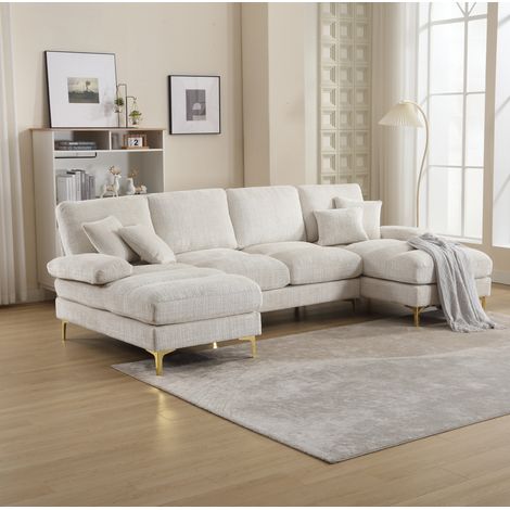 Sofá salón modular grande con doble chaise beige OKMYHOME (1/5)