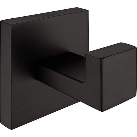 Gancho para toallas, perchero de acero inoxidable, toallero, gancho de pared para baño de estilo industrial moderno (negro) (1/5)