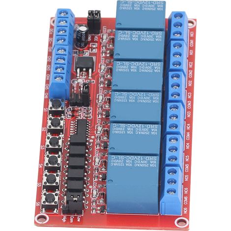 Module relais 6 canaux avec interrupteur de verrouillage, déclenchement haut/bas 5 V, 12 V et 24 V, carte d'extension