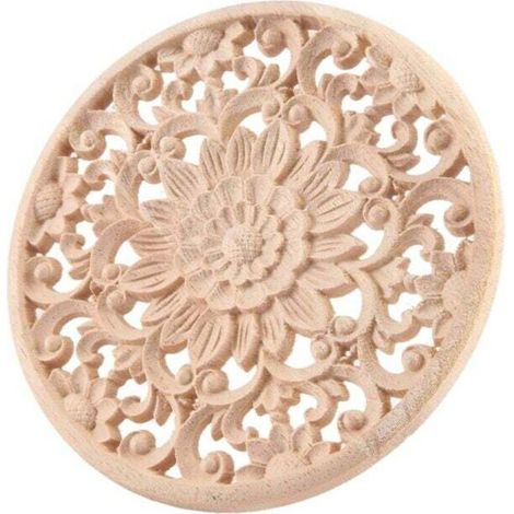 Appliques Bois Sculptées Fleurs Décoratives Moulures Meuble Armoire Décalque 15x15x0.8cm Non Peintes (1/4)