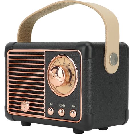 Retro-Bluetooth-Lautsprecher im Vintage-Stil, tragbarer Mini-Lautsprecher für Küche, Büro, Schlafzimmer und Outdoor-Aktivitäten, schwarz (1/5)
