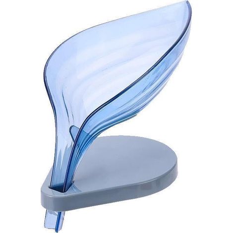 Seifenschale aus Kunststoff mit Saugnapf, geeignet für Bad und Küche zur Aufbewahrung von Schwämmen und Seife, transparent blau (1/5)