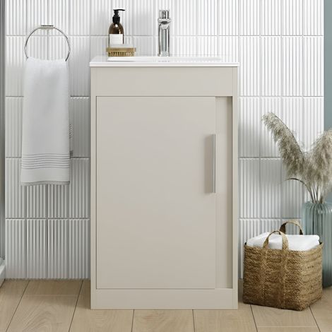 Signature Helsinki Floor Standing 1-Door Vanity Unit with Basin 510mm Wide - Matt Latte (1/3)