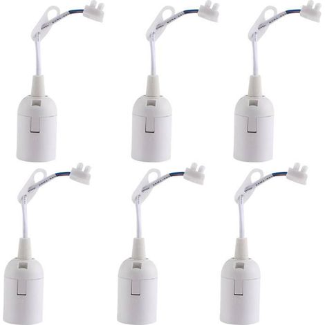 Set di 6 portalampade E27 bianchi con cavo da 2A 250V per lampadine da cantiere (max. 60W).