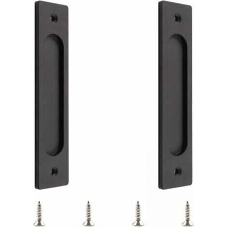 [JAMAIS UTILISÉ] Poignée de porte coulissante rectangulaire avec vis de montage pour porte coulissante (noir mat, 2 pièces) (1/4)