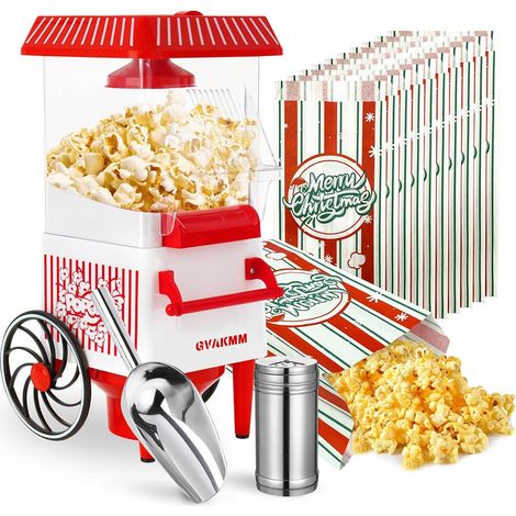 Machine à popcorn, kit de machine à popcorn à air chaud, boîte, machine à popcorn portable, 10 tasses, sans huile, style rétro, compacte UE (1/5)